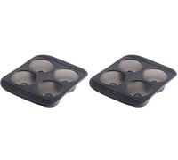 mastrad - Moule 4 Babas - 100% Silicone Premium - Anti-Adhésif - Maintien Parfait - Gris Fumé, 28.5 x 23.5 x 3.3 (Lot de 2)