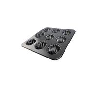 mastrad - Moule à Madeleines Coquillage - 28 x 28 cm - 9 Empreintes - Revêtement Duramax Antiadhérent - Acier Résistant 230°C - Démoulage Facile
