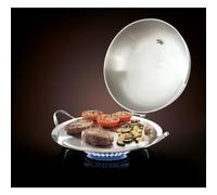 Mastrad Oplancha Combinaison plaque à frire avec couvercle, Steak Champ, plaque en acier, aluminium, acier inoxydable, zamac, silicone, argent, F63580