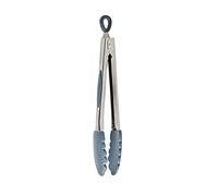 MASTRAD - Pince de Cuisine - Multi-Usages 30 cm - Silicone & Acier Inoxydable - Embouts Anti-Rayures - Poignées Antidérapantes avec Crochet de Verrouillage - Grise