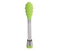 MASTRAD - Pince De Cuisine - Multi-usages - Pince de Service - S'ouvre Et Se Ferme D'une Seule Main - Manche en Acier Inoxydable - Embouts en Silicone - Ne Raye Pas les Casseroles - 28 CM - Verte