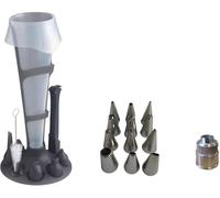 MASTRAD - Set Poche à Douille Professionnelle Réutilisable 1L + 12 DOUILLES INOX + Support + Goupillon de Nettoyage - Cuisine Pâtisserie Desserts - Sans BPA