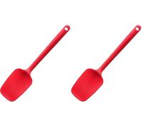 MASTRAD - Spatule - Cuillère - Préparation Cuisson Mélanger - Unibloc - En Silicone - Ne Raye Pas Les Casseroles - Rouge (Lot de 2)