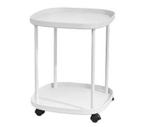 MasYosh Étagère de Chevet Double Couche, Conception de Chariot Amovible | Plateau en plastique, Structure en fer, Style moderne, Utilisation polyvalente, Facile à déplacer