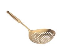 Masyrt Écumoire en acier inoxydable 304, cuillère à tamis à grand débit pour rôtir, légumes, viande, poignée confortable, longue poignée, facile à nettoyer (doré)