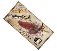 Masyrt Ensemble de Stylos Plume, Stylo Plume pour écrire de la Calligraphie avec 6 Plumes de Remplacement, Cadeau Rétro Vintage (Café)