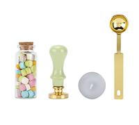 Masyrt Kit de Tampons de Sceau de Cire avec Motif Clair, Tête de Tampon Amovible, pour Enveloppes, Invitations, Embellissement de Mariage (Boîte longue verte à manche matcha)