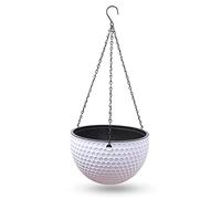 Masyrt Pots de plantes suspendus, 16 cm, intérieur en plastique et rotin blanc, panier suspendu (#3)