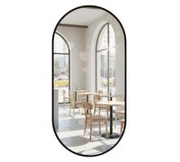 MAT-HAUS Furniture and home decor Miroir mural ovale avec cadre en métal - Miroir de salle de bain au design moderne - Montage mural - Noir ou doré (noir, 80 x 40 cm)