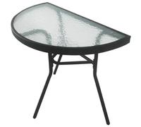 MAT-HAUS Furniture and home decor Table de jardin en verre avec structure en métal - Résistante aux intempéries - Pour jardin, balcon, terrasse et patio (semi-circulaire - 70 cm)