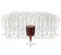 MATANA 50 Verres à Vin en Plastique avec Paillettes Argentées, 170ml - Solides et Réutilisables - Gobelets pour Cocktails, Dessert - Parfaits pour Les Fêtes, Anniversaires, Mariages, Noël