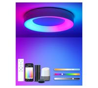 Matane Plafonnier LED Smart RGB Couleur Intensité Variable, 24W avec contrôle APP et Télécommande, Lampe compatibles avec Alexa&Google Assistant, pour salon, chambre, chambre d'enfant, Rond Blanc 28cm