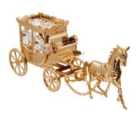 Matashi Statuette de Bureau en Forme de calèche plaquée Or 24 carats avec Cristaux cloutés - Décoration de Saint-Valentin pour Homme et Femme