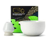 Matcha Chawan à texture de roche naturelle japonaise avec repose-fouet, 18 oz. TEANAGOO, K13, Gris clair, Bol à thé Matcha, Bols à thé pour Matcha, Accessoires pour bols à matcha en céramique…
