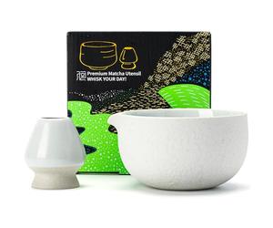 Matcha Chawan à texture de roche naturelle japonaise avec repose-fouet, 18 oz. TEANAGOO, K13, Gris clair, Bol à thé Matcha, Bols à thé pour Matcha, Accessoires pour bols à matcha en céramique…