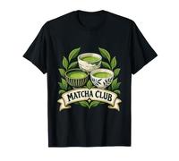 Matcha Club Trois Bols de thé Vert et Feuilles T-Shirt