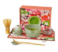 Matcha Kit 7 Pièces, Daoluluing Matcha Set avec Bol à Matcha, Fouet Matcha, Support de Fouet à Matcha, Filtre, Cuillere Matcha, Stand, Serviette de Thé, Kit Matcha Complet pour Les Amateurs de Matcha