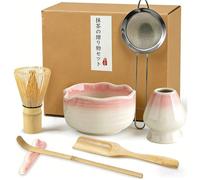 Matcha Kit - 7PCS - Bol à matcha en céramique,fouet à matcha,passoire à matcha, support à cuillère en céramique en forme de montagne