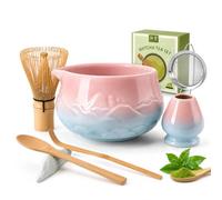 Matcha Kit 8 pièces, Kit Matcha Complet Fouet Matcha, Bol Matcha Bec Verseur, Cuillere Matcha, Support de Fouet à Matcha, Tamis à Matcha, Coffret Cadeau pour les Amateurs Matcha (B)