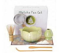 Matcha Kit 8 Pièces,Matcha Set avec Fouet Matcha Bambou, Bol Matcha avec Bec Verseur, Support pour Fouet,Tamis, Cuillère et Support,Chiffon en Coton,Kit Matcha Adapté aux Débutants, Vert Dégradé