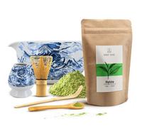 Matcha Kit Thé Mary Rose 100g Accessoires Matcha Bol en Céramique Bleu Blanc Dragon 350 ml Bambou Fouet Chasen Cuillère