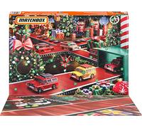 Matchbox - Voitures, calendrier de l'Avent, 24 surprises derrière les portes individuelles, 10 voitures jouet en fonte à l'échelle 1:64 et 14 accessoires hivernaux, HLH04
