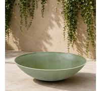 matches21 Bac à plantes résistant aux intempéries de 45 cm pour l'extérieur - Grand bol décoratif plat vert olive marbré comme bac à fleurs - Bac de jardin plat XXL pour fleurs, bonsaï ou cimetière