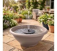 matches21 HOME & HOBBY Ensemble XL Fontaine Solaire pour l'extérieur - Grande cuvette de 50 cm Taupe comme Fontaine de Jardin à Jet
