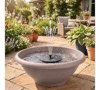 matches21 HOME & HOBBY Ensemble XXL Fontaine Solaire pour l'extérieur - Grande vasque de 60 cm Taupe comme Fontaine de Jardin Fontaine à Jet