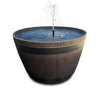 matches21 HOME & HOBBY Kit de fontaine solaire d'extérieur - Grand format de 51 cm - Aspect tonneau en bois - Marron - Fontaine de jardin