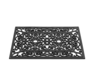 matches21 HOME & HOBBY Tapis en caoutchouc dur avec ornements rectangulaires 40x60 cm noir en tant que paillasson d'extérieur résistant aux intempéries