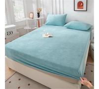 Mateju Drap Housse en Flanelle de Couleur Unie, Drap Housse d'hiver Bonnet 30 cm, Toucher Cachemire Doux et Moelleux, Drap de Lit Flanelle Super Chaud pour Matelas Épais (150x200cm,Vert Clair)
