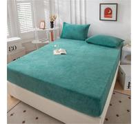 Mateju Drap Housse en Flanelle de Couleur Unie, Drap Housse d'hiver Bonnet 30 cm, Toucher Cachemire Doux et Moelleux, Drap de Lit Flanelle Super Chaud pour Matelas Épais (150x200cm,Turquoise)