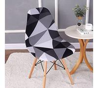 Mateju Housse de Chaise de Salle à Manger Scandinaves Extensible, 1 2 4 6 8 PCS Diagonal Couverture de Chaise Élastique Universel pour Salon, Cuisine, Chambre Maison Decor (4pcs,Triangle Noir)
