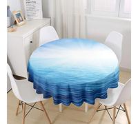 Mateju Nappe Ronde Anti-Taches avec Imprimé 3D, Nappes en Microfibre Imperméable, Convient à la Décoration de Pique-Nique de Jardin de Cuisine de Salle à Manger (La mer,180cm)