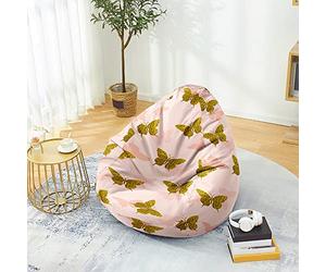 Mateju Pouf Poire Adulte et Enfants, Papillon Brillant 3D Pouf Geant Chambre, Bean Bag Chair, pour Grand Canapé, Chaise Longue Grande, Fauteuil de Salon pour Intérieur Extérieur (Rose,XL)