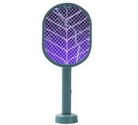 Mateju Raquette Electrique Insectes Rechargeable, Raquette Electrique Guepes Mouche et Moustique avec Câble Chargement USB Contre pour Insectes Volants (730 Vert foncé)