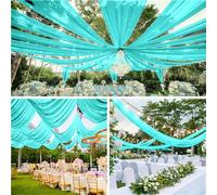 Mateju Tenture Mariage Voilage Décoration Plafond en Mousseline de Soie - 1 Panneau pour Arche, Fête, Cérémonie (Bleu Ciel, 150x600cm)