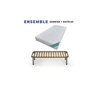 Matelas 120x190 + Sommier Démonté + pieds + Oreiller Mémoire + Protège Matelas Offerts Mousse Poli Lattex Indéformable - Déhoussable Housse Lavable - Hauteur 19 cm - Soutien Très Ferme G