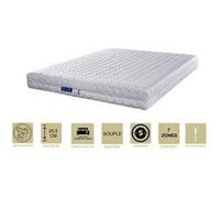 Matelas 120x190 x 20,5 cm souple + oreiller visco + alèse - spécial sommier electrique - déhoussable housse lavable - 7 zones de confort - ame poli l G