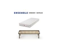 Matelas 120x200 + Sommier Démonté + pieds + Protège matelas Offerts - Latex Naturel - 80 Kg/m3 - Hauteur 21 cm - Soutien Ferme
