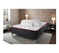 Matelas 140 x 190 cm Boost - Ressorts ensachés - Ep : 26 cm - sommier Noir avec 2 oreillers et couette G