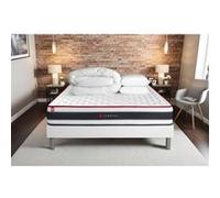 Matelas 140 x 190 cm Energy - Ressorts ensachés - Ep : 22 cm - sommier Blanc avec 2 oreillers et couette G