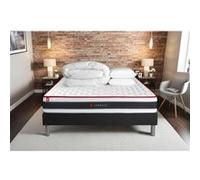 Matelas 140 x 190 cm Energy - Ressorts ensachés - Ep : 22 cm - sommier Noir avec 2 oreillers et couette G