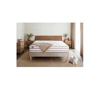 Matelas 140 x 190 cm Le Doux - Mousse à mémoire de forme - Ep : 24 cm - sommier Blanc avec 2 oreillers et couette