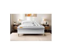 Matelas 140 x 190 cm Memo spring - Ressorts ensachés - Ep : 22 cm - sommier Blanc avec 2 oreillers et couette