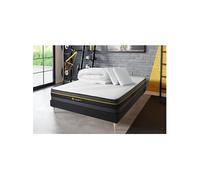 Matelas 140 x 200 cm Active - Mousse à mémoire de forme - Ep : 24 cm - sommier Noir avec 2 oreillers et couette