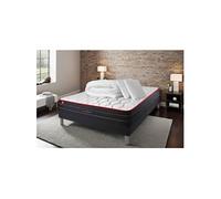 Matelas 140 x 200 cm Boost - Ressorts ensachés - Ep : 26 cm - sommier Noir avec 2 oreillers et couette