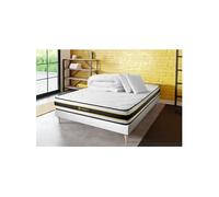 Matelas 140 x 200 cm Flexy - Ressorts ensachés - Ep : 22 cm - sommier Blanc avec 2 oreillers et couette
