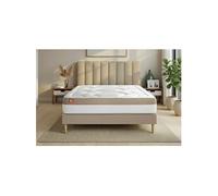 Matelas 140 x 200 cm Le Cosy - Mousse à mémoire de forme - Ep : 30 cm - sommier Beige avec 2 oreillers et couette